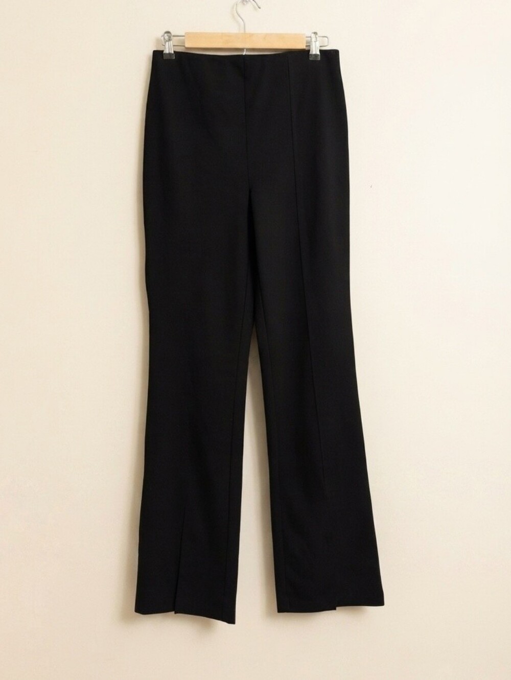 Double Zero Black Slit-Front Pants Stretch Elastic Waist Large